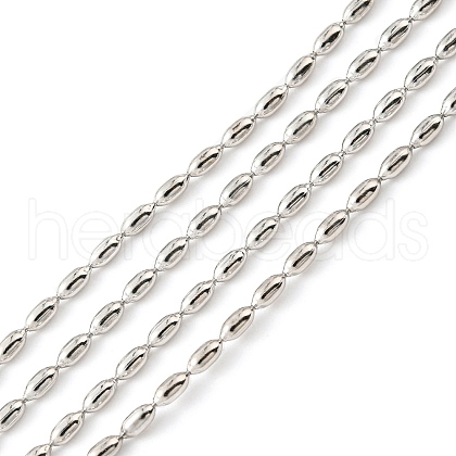 Anti-Tarnish Rhodium Plated 925 Sterling Silver Oval Ball Chains STER-F052-07P-1
