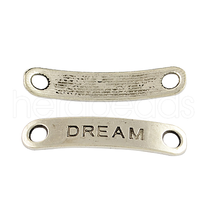 Rectangle Carved Affirmative Word Dream Tibetan Style Alloy Message Links connectors for Bracelet Making X-TIBE-S233-AS-LF-1