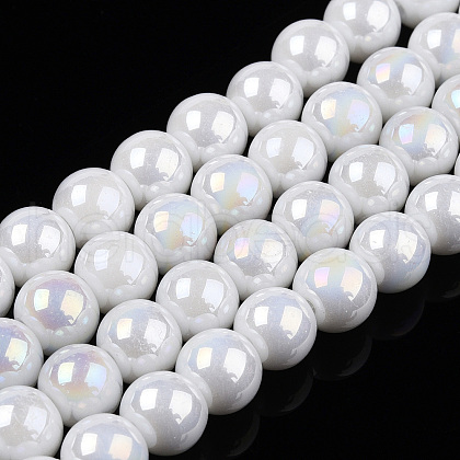 Electroplate Opaque Glass Beads Strands GLAA-T032-P6mm-AB02-1