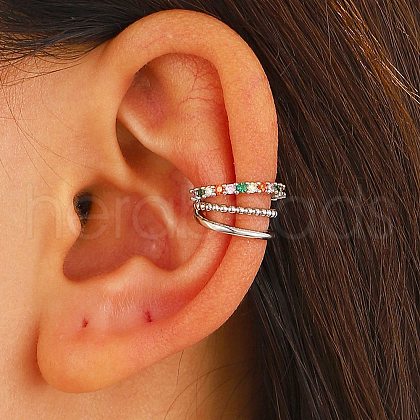 Brass Rhinestone Cuff Earrings WG905AF-05-1