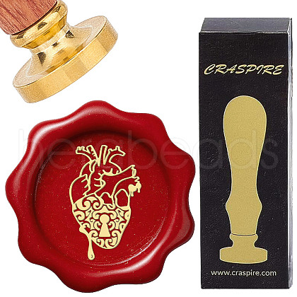 Brass Wax Seal Stamps with Wood Handle AJEW-WH0412-0185-1