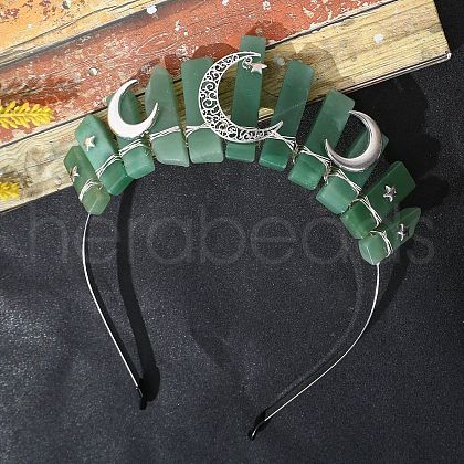 Natural Green Aventurine Hair Bands PW-WG70490-01-1