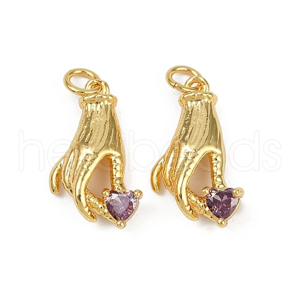 Brass Micro Pave Cubic Zirconia Pendants KK-C093-01B-G-1