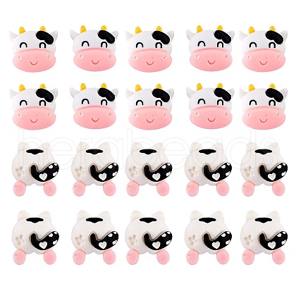 60pcs Resin cabochons cartoon cute cow patch DIY material accessories(2 styles) JX613A-1