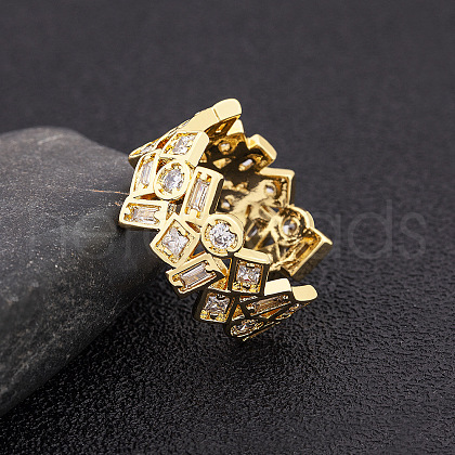 Brass Micro Pave Cubic Zirconia Adjustable Open Rings FS-WG624C0-01-1