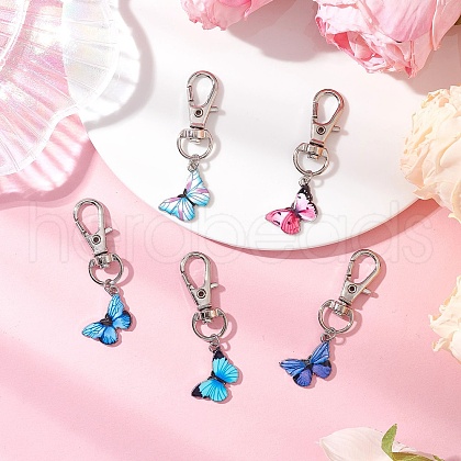 Butterfly Alloy Enamel Pendant Decorations HJEW-JM03207-1