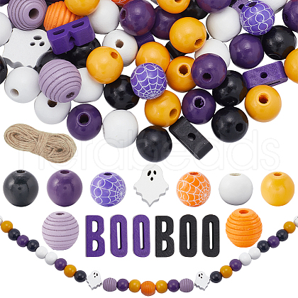 SOFPLATE Painted Natural Wood Beads WOOD-SP0001-15-1