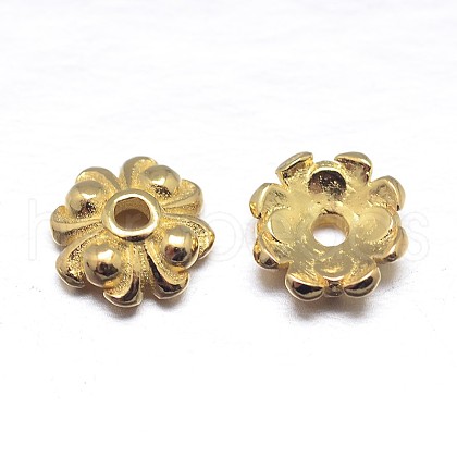 Real 18K Gold Plated 4-Petal 925 Sterling Silver Bead Caps STER-M100-14-1