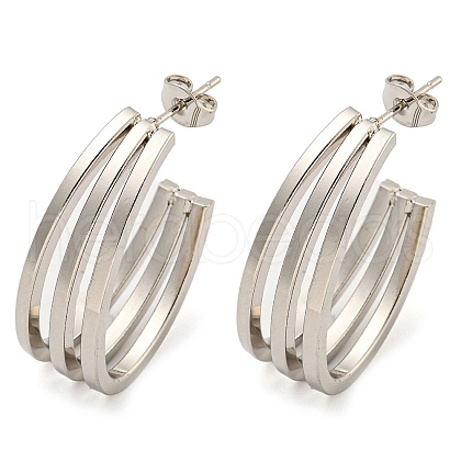 Tarnish Resistant Letter C 202 Stainless Steel Multi Layered Stud Earrings EJEW-H003-14P-1