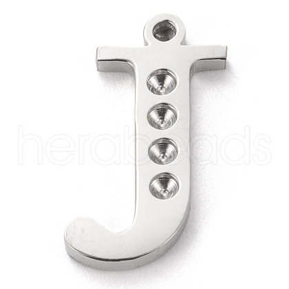 Tarnish Resistant 304 Stainless Steel Letter Pendant Rhinestone Settings STAS-J028-01J-1