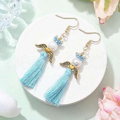 Angel 304 Stainless Steel Dangle Earrings EJEW-MZ00409-05-1