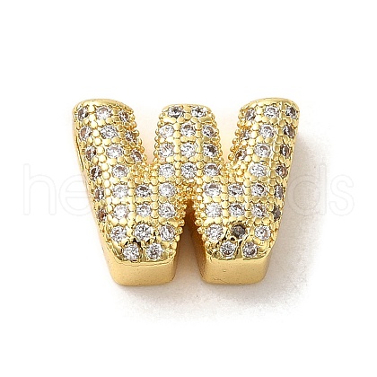 Brass Micro Pave Clear Cubic Zirconia Charms ZIRC-C009-01G-W-1