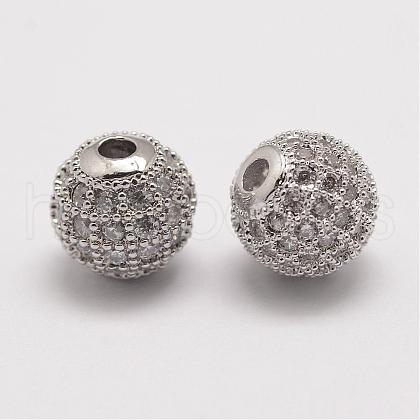 Brass Micro Pave Cubic Zirconia Beads ZIRC-E110-05P-1