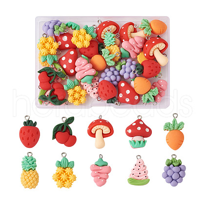 Biyun 40Pcs 10 Styles Opaque Resin Pendants RESI-BY0001-05-1