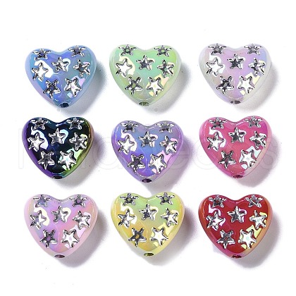 UV Plating Iridescent Acrylic Beads X-OACR-B021-06-1
