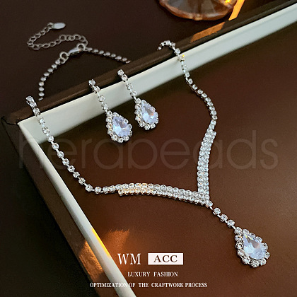 Teardrop Brass Rhinestone Jewerly Sets WGFAAA4-01-1