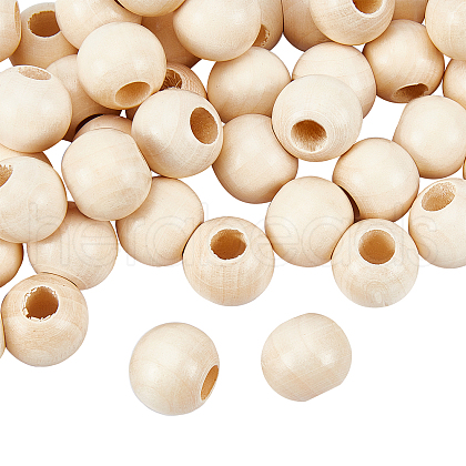 Olycraft 50PCS Wooden Beads WOOD-OC0001-86-1