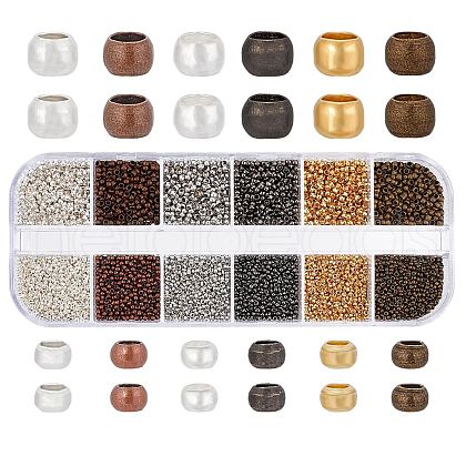   12 Style Rondelle Brass Crimp Beads KK-PH0003-97-1