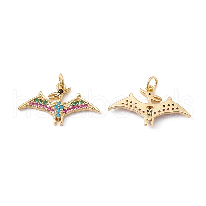 Rack Plating Brass Micro Pave Colorful Cubic Zirconia Pendants ZIRC-C040-48F-G-1