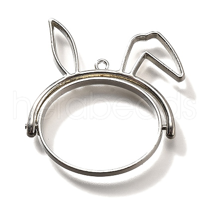 Rabbit Rotatable Alloy Swivel Open Back Bezel Pendants PALLOY-I223-19P-1