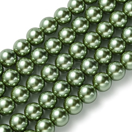 Eco-Friendly  Dyed Glass Pearl Round Bead Strands HY-A002-8mm-RB025-1
