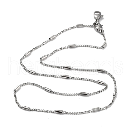304 Stainless Steel Column Beaded Curb Chains NJEW-D045-08P-1