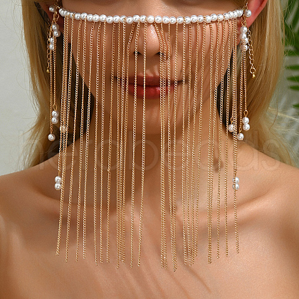 Elegant Imitation Pearl Beaded Iron Tassel Face Body Chains for Women Party and Special Occasion OG3122-1