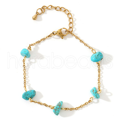 Elegant Natural Turquoise Chip Link Bracelets WY5144-8-1