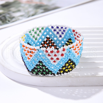 Bohemian Style Glass Seed Beaded Bracelets for Women FS-WGBF549-03-1