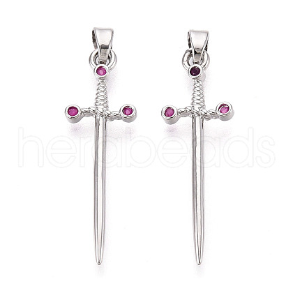 Brass Micro Pave Cubic Zirconia Pendants KK-N264-03P-1