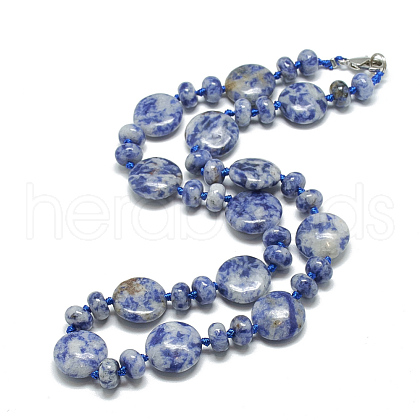 Natural Blue Spot Jasper Beaded Necklaces NJEW-S393-03-1