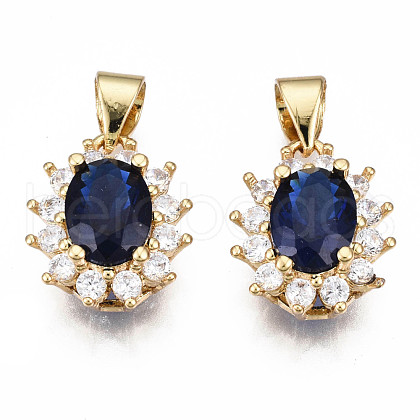 Brass Micro Pave Cubic Zirconia Charms KK-N227-54B-NF-1