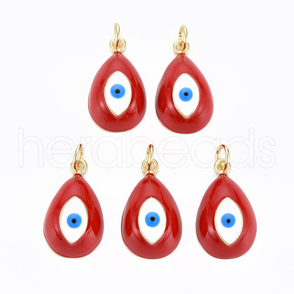 Real 16K Gold Plated Brass Enamel Pendants KK-S061-78K-NR-1