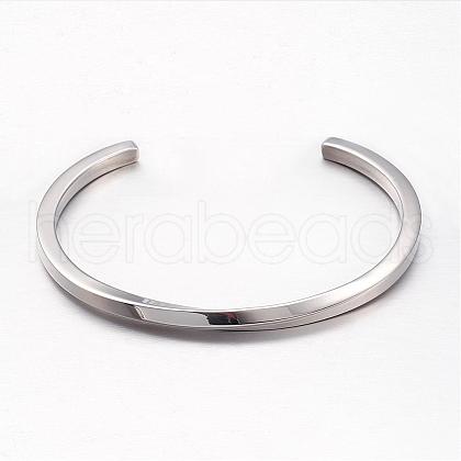 Tarnish Resistant 304 Stainless Steel Cuff Bangles BJEW-D434-05P-1