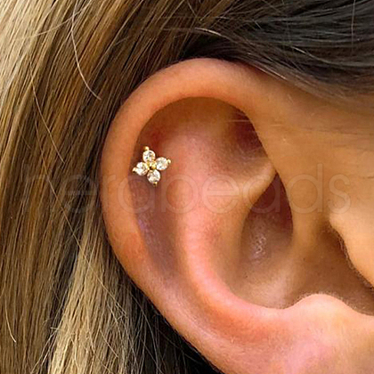 S925 Sterling Silver Clover Stud Earrings KD5914-1-1