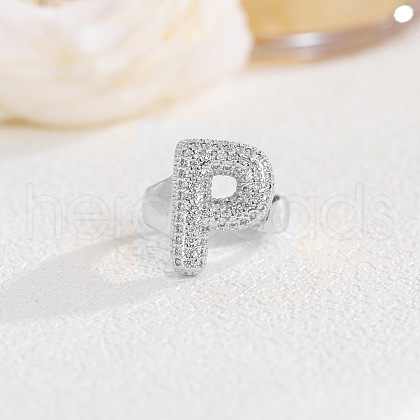 Brass Micro Pave Clear Cubic Zirconia Cuff Rings FS-WG4832E-32-1
