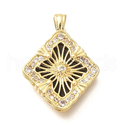 Brass Micro Pave Cubic Zirconia Acrylic Pendants ZIRC-D275-02G-03-1