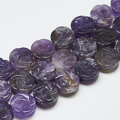 Carved Natural Amethyst Beads Strands G-T122-07A-1