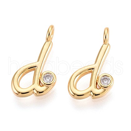 Brass Micro Pave Cubic Zirconia Charms KK-N263-97G-D-1