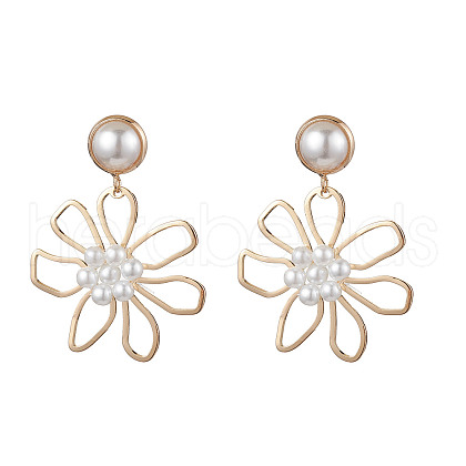 Brass with Glass Dangle Earrings for Women EJEW-JE05902-1