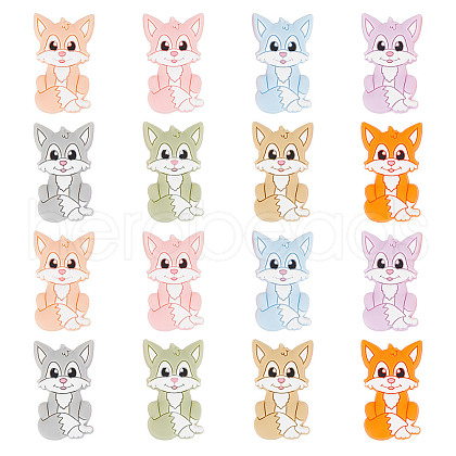 GOMAKERER 16Pcs 8 Colors Fox Food Grade Eco-Friendly Silicone Focal Beads SIL-GO0001-02-1