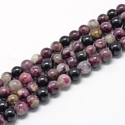 Natural Tourmaline Beads Strands G-R446-6mm-02-1