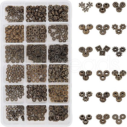 Tibetan Style Alloy Spacer Beads TIBEB-PH0004-34AB-1