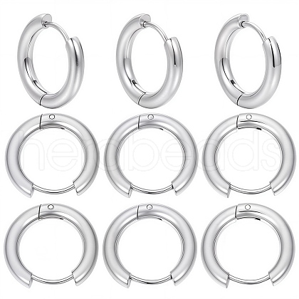 SUNNYCLUE 12 Pairs 202 Stainless Steel Huggie Hoop Earrings with 316 Surgical Stainless Steel Pins EJEW-SC0001-40P-1