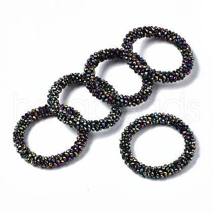 Faceted Electroplate Glass Beads Stretch Bracelets BJEW-S144-002G-03-1