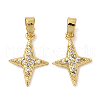Brass Micro Pave Cubic Zirconia Pendants KK-P308-61G-1