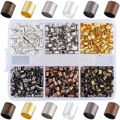 SOFPLATE 1200pcs 6 Colors Brass Crimp Beads KK-SP0002-29-1