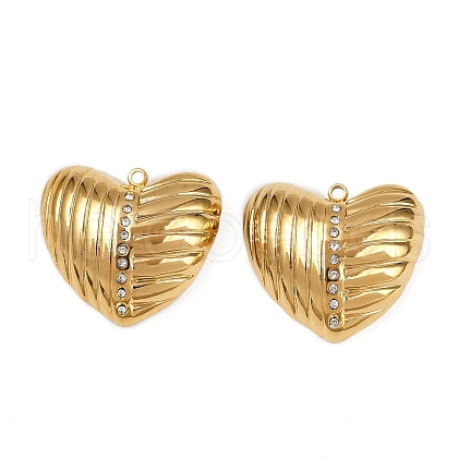 304 Stainless Steel Rhinestone Pendants STAS-L290-39G-1