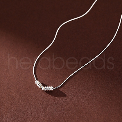 925 Sterling Silver Lucky Bead Rondelle Beaded Pendant Necklaces for Women FS-WGA8826-01-1