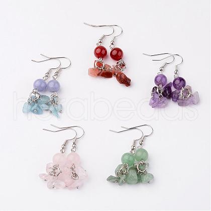 Natural Gemstone Dangle Earrings EJEW-JE02120-1